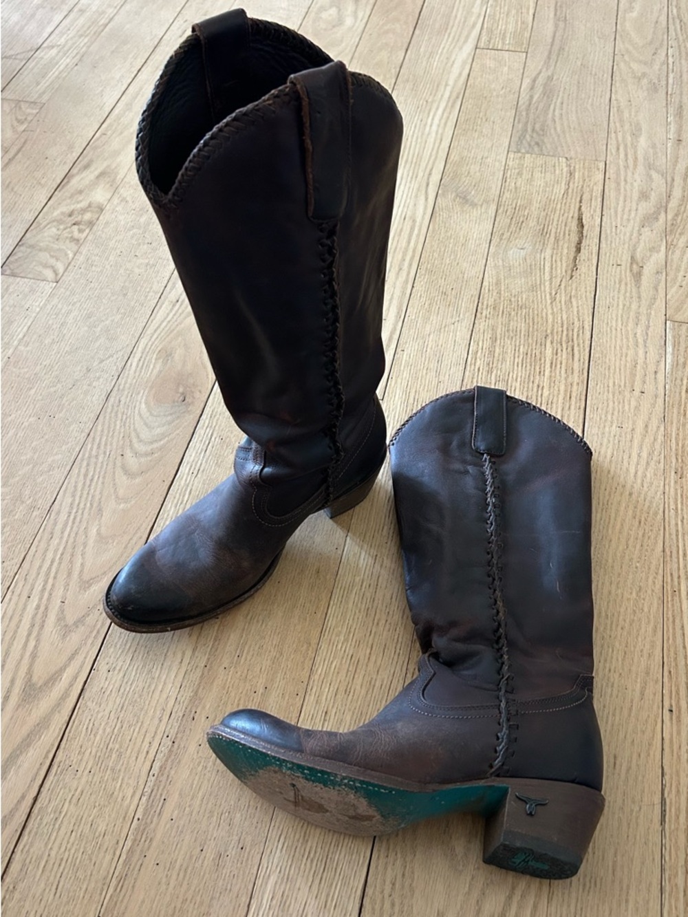 Women’s Lane Plain Jane Cognac Leather Heeled Western Boots